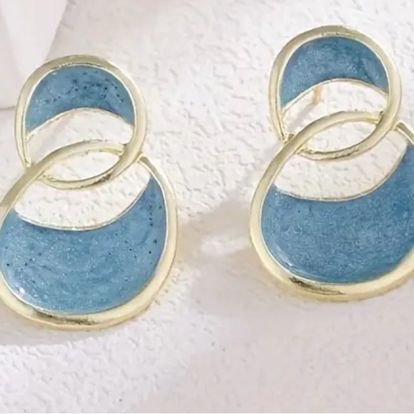 Blue Enamel Earrings - Picture 1 of 3